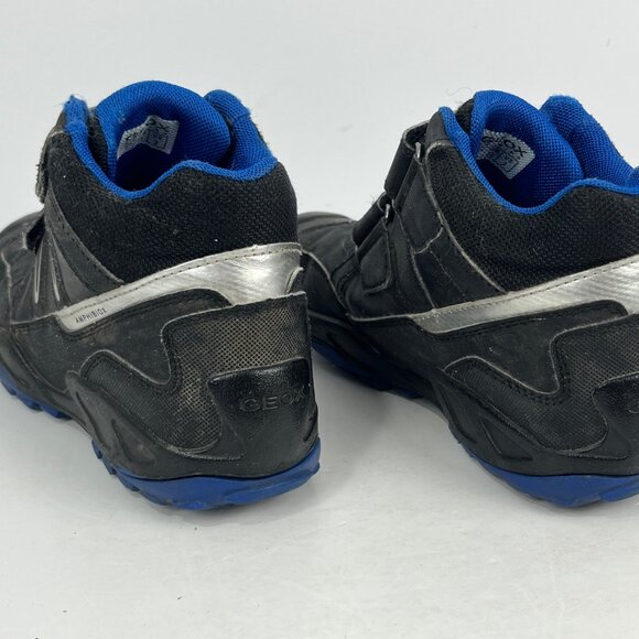 Geox Respira Kids Boots Size 2 Gray Round Toe Ankle Hook & Loop Flat Heel - Picture 3 of 6